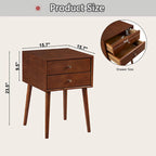 Table de chevet avec 2 tiroirs, petite table d'appoint avec rangement