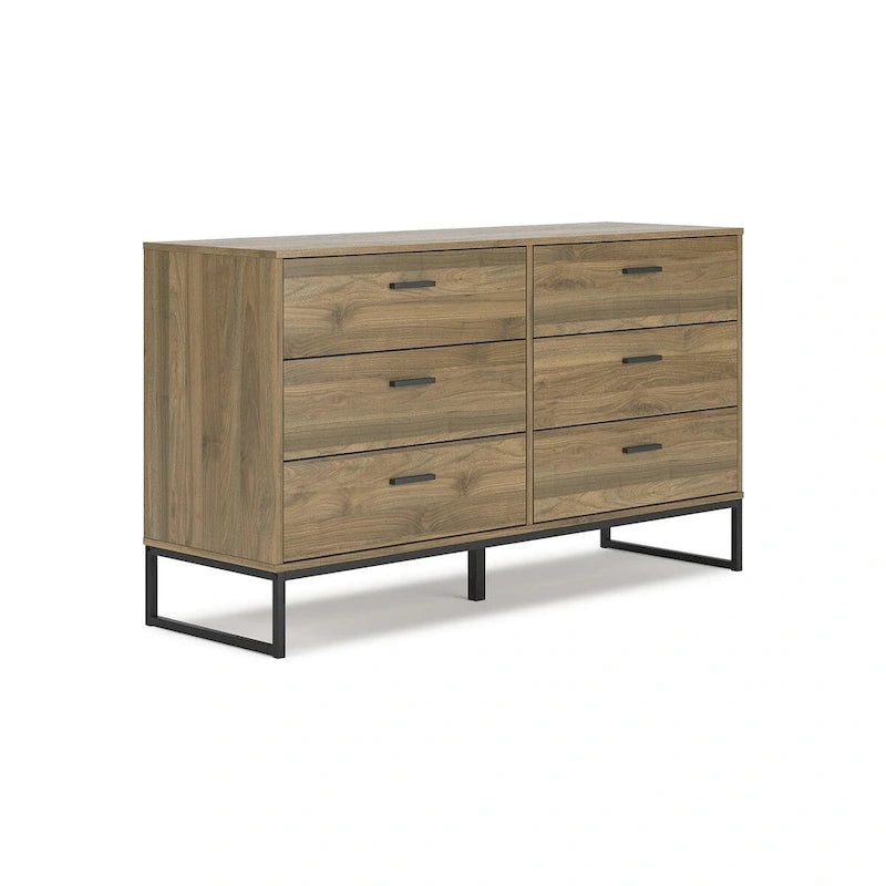 Tête de lit à panneaux Deanlow Honey avec commode et table de chevet