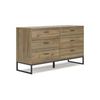 Tête de lit à panneaux Deanlow Honey avec commode et table de chevet