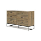 Tête de lit à panneaux Deanlow Honey avec commode et table de chevet