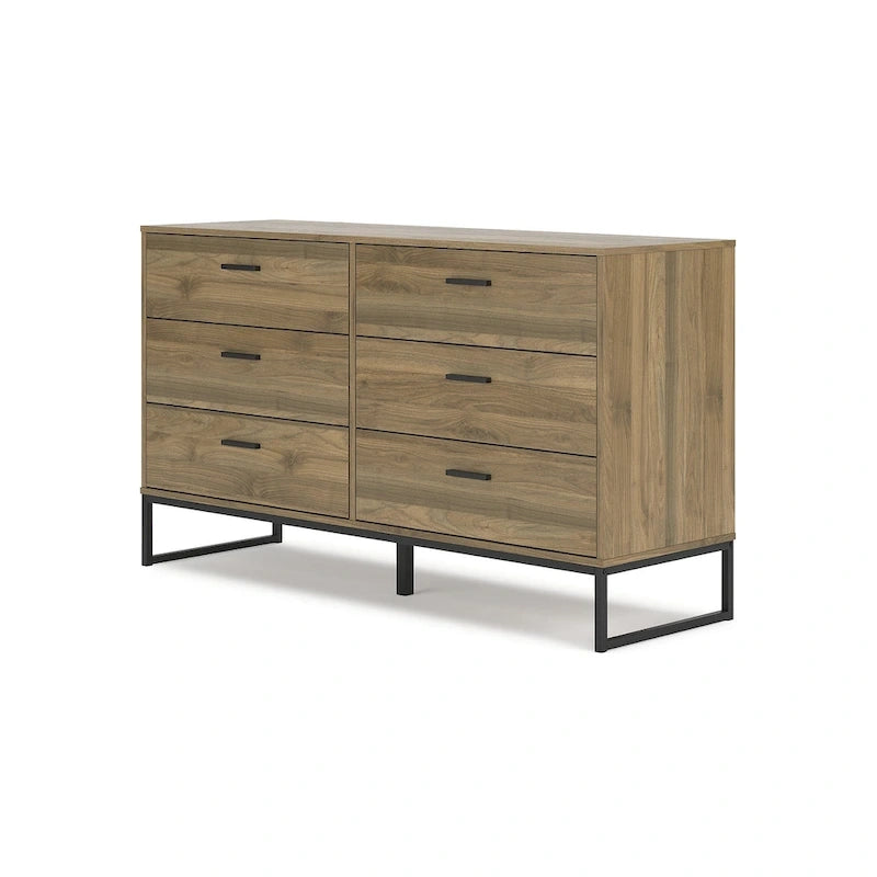 Tête de lit à panneaux Deanlow Honey avec commode et table de chevet