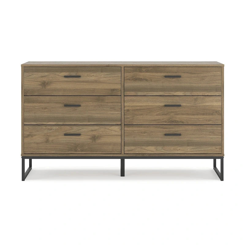 Tête de lit à panneaux Deanlow Honey avec commode et table de chevet