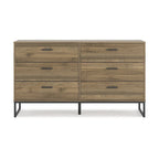 Tête de lit à panneaux Deanlow Honey avec commode et table de chevet