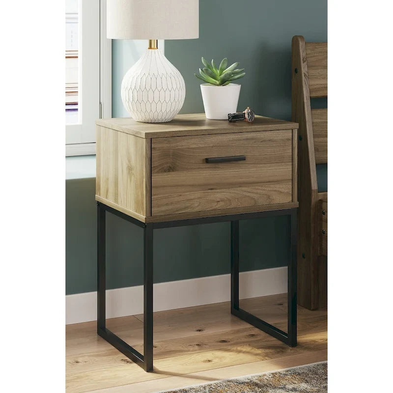 Tête de lit à panneaux Deanlow Honey avec commode et table de chevet