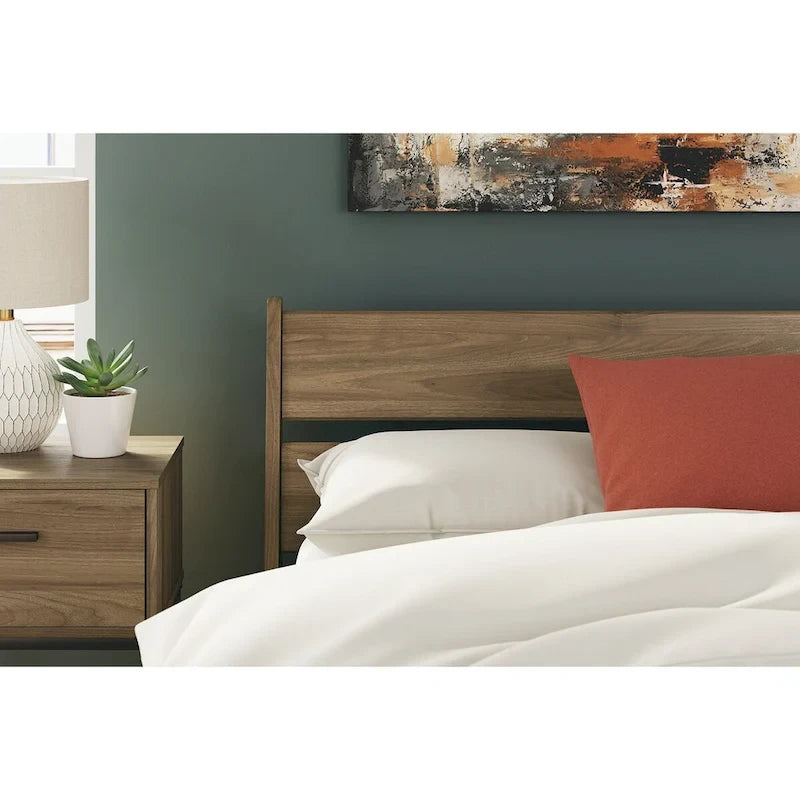 Tête de lit à panneaux Deanlow Honey avec commode et table de chevet