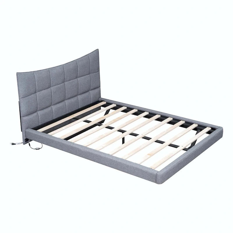 Lit double capitonné avec lumières LED et ports USB