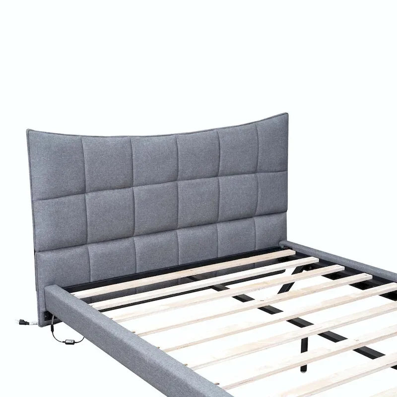 Lit double capitonné avec lumières LED et ports USB