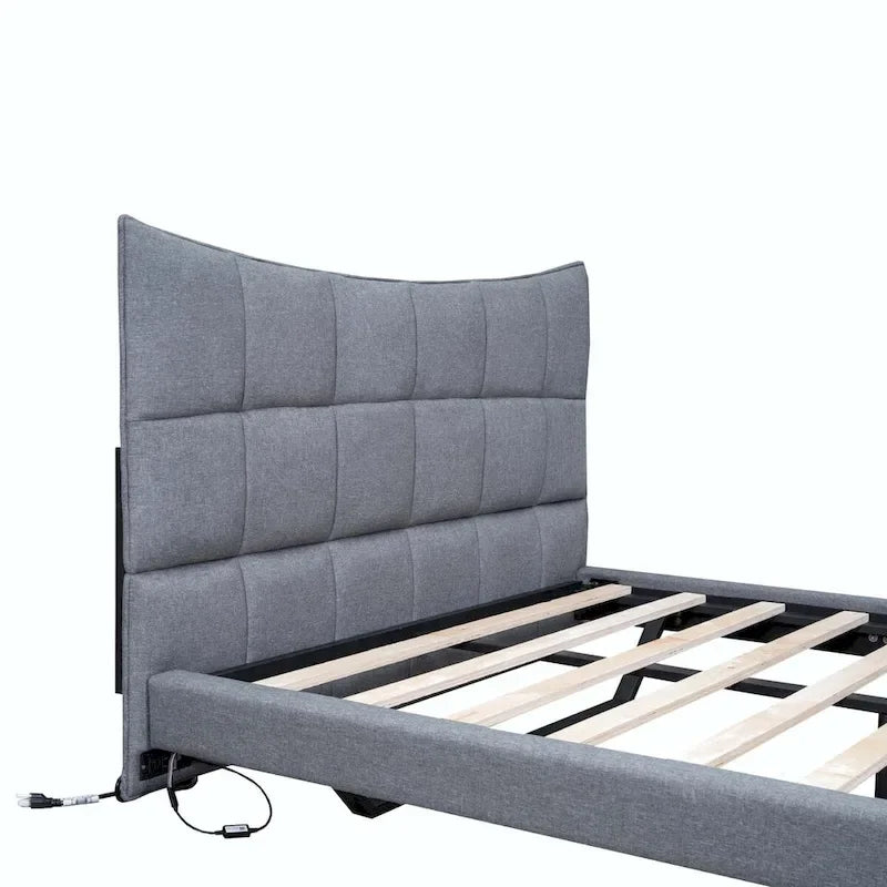 Lit double capitonné avec lumières LED et ports USB