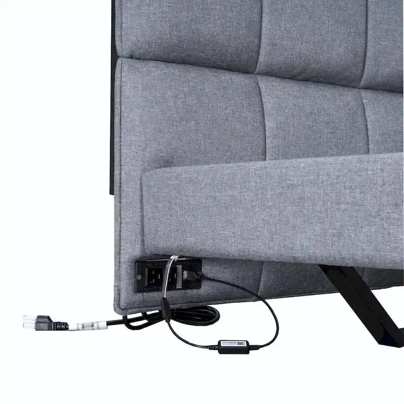 Lit double capitonné avec lumières LED et ports USB