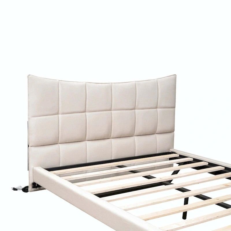 Lit double capitonné avec lumières LED et ports USB