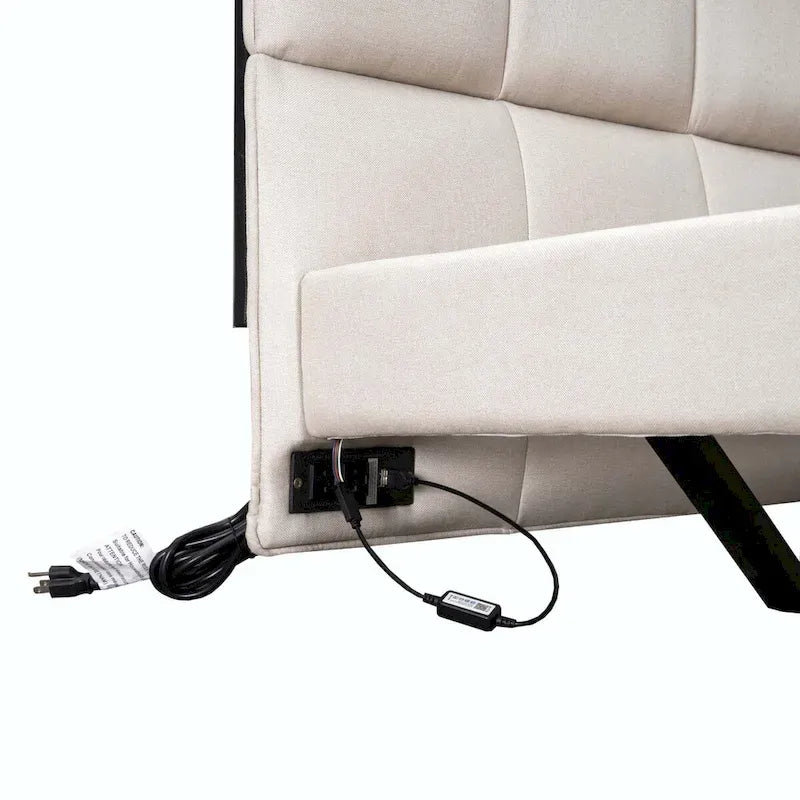 Lit double capitonné avec lumières LED et ports USB
