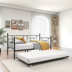 Structure de lit de repos en métal, taille double, avec lit gigogne
