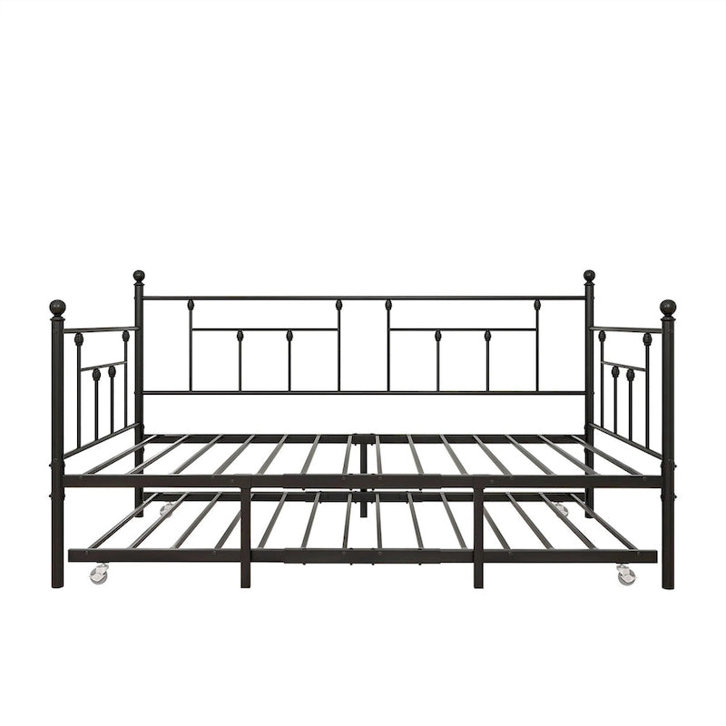 Structure de lit de repos en métal, taille double, avec lit gigogne