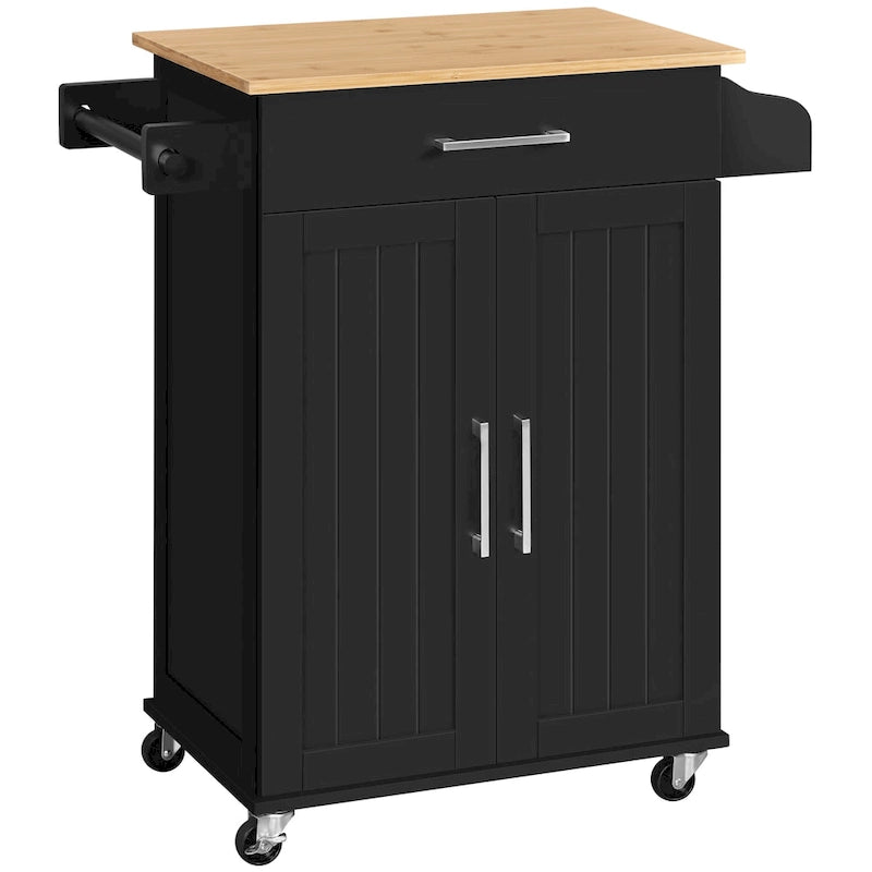   Rolling Kitchen Car with Towel Rack,Drawer, 2 Doors