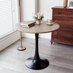Table à manger ronde, table tulipe de 80 cm de diamètre pour 2-4 personnes avec plateau en MDF et piètement colonne, table d'appoint