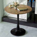 Table à manger ronde, table tulipe de 80 cm de diamètre pour 2-4 personnes avec plateau en MDF et piètement colonne, table d'appoint
