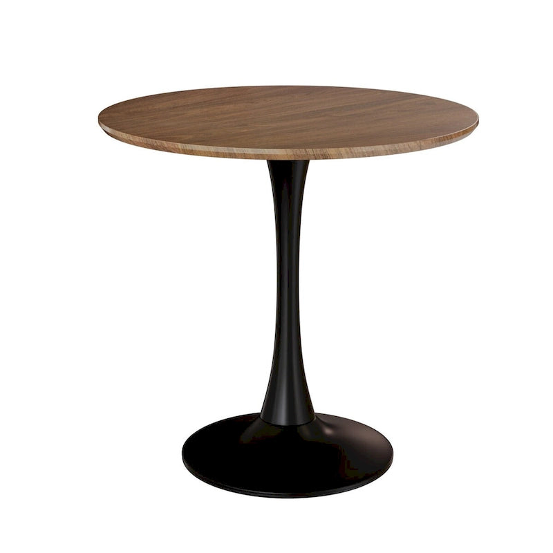 Table à manger ronde, table tulipe de 80 cm de diamètre pour 2-4 personnes avec plateau en MDF et piètement colonne, table d'appoint
