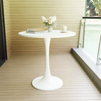 Table à manger ronde, table tulipe de 80 cm de diamètre pour 2-4 personnes avec plateau en MDF et piètement colonne, table d'appoint