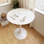 Table à manger ronde, table tulipe de 80 cm de diamètre pour 2-4 personnes avec plateau en MDF et piètement colonne, table d'appoint
