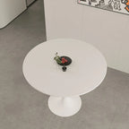 Table à manger ronde, table tulipe de 80 cm de diamètre pour 2-4 personnes avec plateau en MDF et piètement colonne, table d'appoint