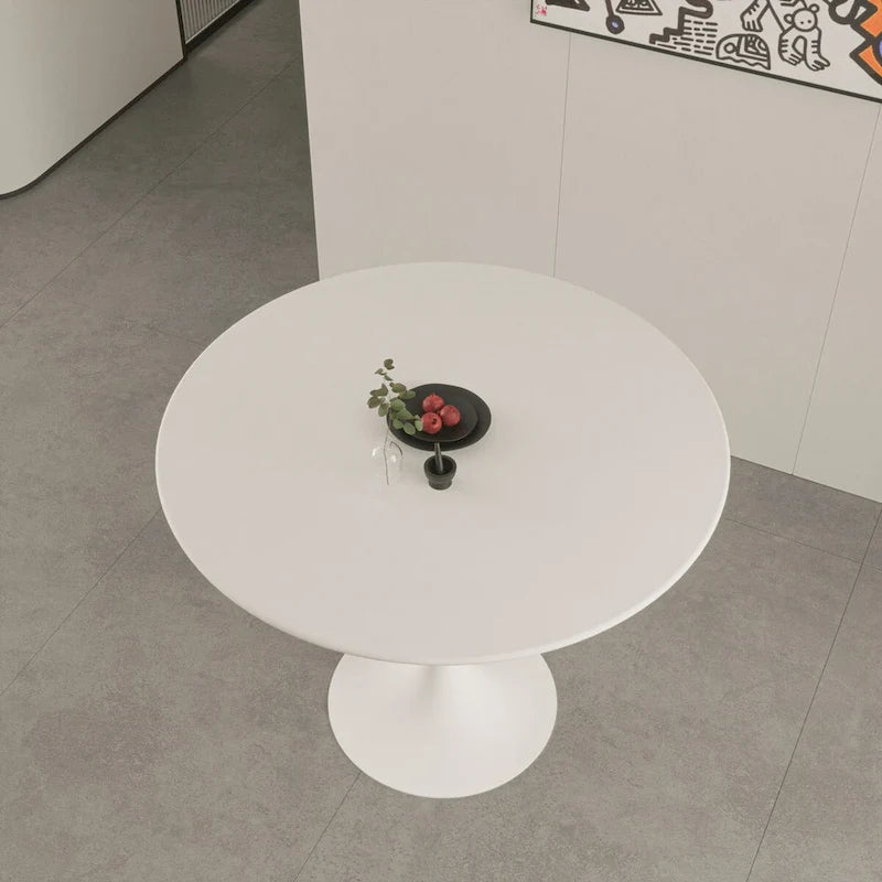 Table à manger ronde, table tulipe de 80 cm de diamètre pour 2-4 personnes avec plateau en MDF et piètement colonne, table d'appoint