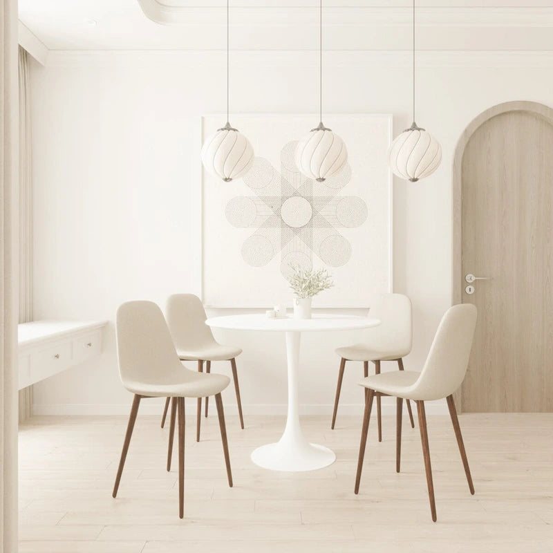 Table à manger ronde, table tulipe de 80 cm de diamètre pour 2-4 personnes avec plateau en MDF et piètement colonne, table d'appoint
