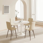 Table à manger ronde, table tulipe de 80 cm de diamètre pour 2-4 personnes avec plateau en MDF et piètement colonne, table d'appoint