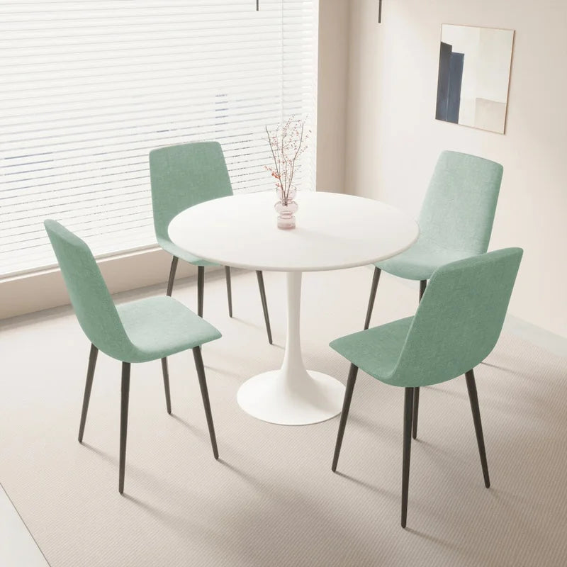 Table à manger ronde, table tulipe de 80 cm de diamètre pour 2-4 personnes avec plateau en MDF et piètement colonne, table d'appoint