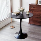 Table à manger ronde, table tulipe de 80 cm de diamètre pour 2-4 personnes avec plateau en MDF et piètement colonne, table d'appoint