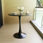 Table à manger ronde, table tulipe de 80 cm de diamètre pour 2-4 personnes avec plateau en MDF et piètement colonne, table d'appoint