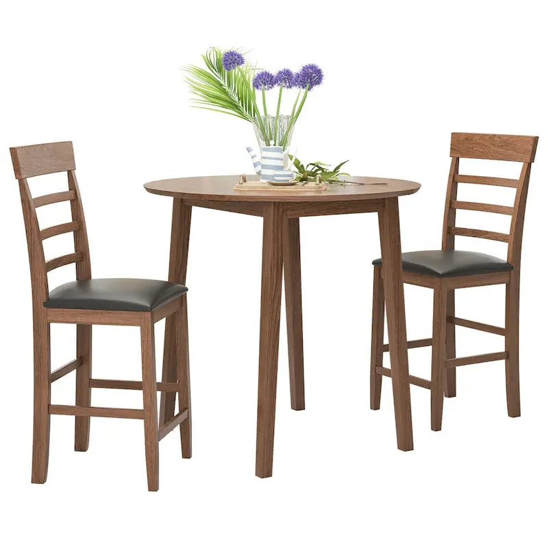 Ensemble de table à rallonges ronde de hauteur comptoir rétro 3 pièces