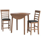 Ensemble de table à rallonges ronde de hauteur comptoir rétro 3 pièces