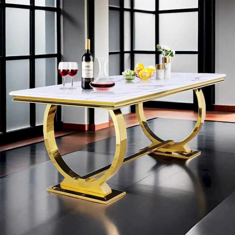 Table de salle à manger rectangulaire de 72 pouces avec piètement en U