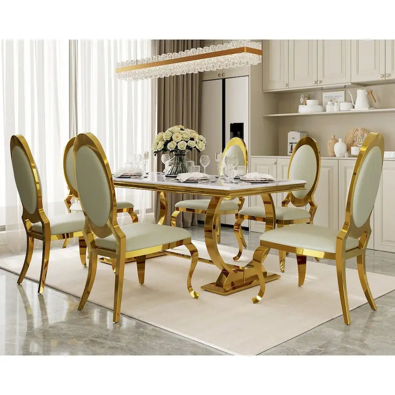 Table de salle à manger rectangulaire de 72 pouces avec piètement en U