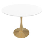 Table de salle à manger ronde de 40 pouces pour 4 personnes avec plateau en MDF et piètement en acier doré pour cuisine et salle à manger