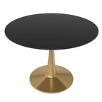 Table de salle à manger ronde de 40 pouces pour 4 personnes avec plateau en MDF et piètement en acier doré pour cuisine et salle à manger