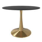 Table de salle à manger ronde de 40 pouces pour 4 personnes avec plateau en MDF et piètement en acier doré pour cuisine et salle à manger