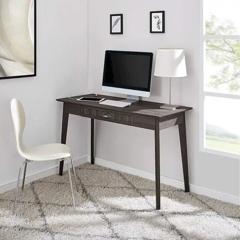  Home Office Modern Writing Desk with Drawer and USB Hub