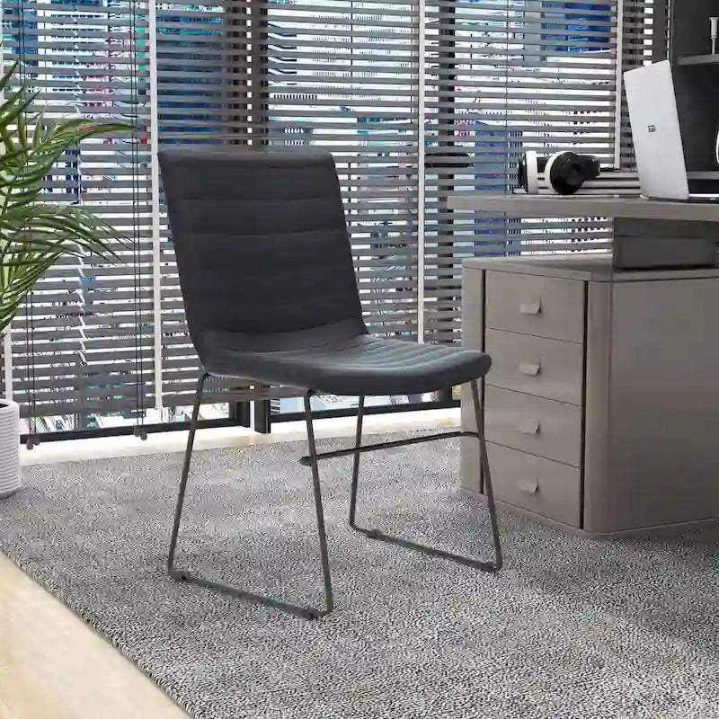 Chaise de bureau en cuir et polyester avec base en acier inoxydable Série