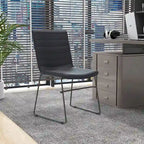 Chaise de bureau en cuir et polyester avec base en acier inoxydable Série