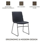Chaise de bureau en cuir et polyester avec base en acier inoxydable Série