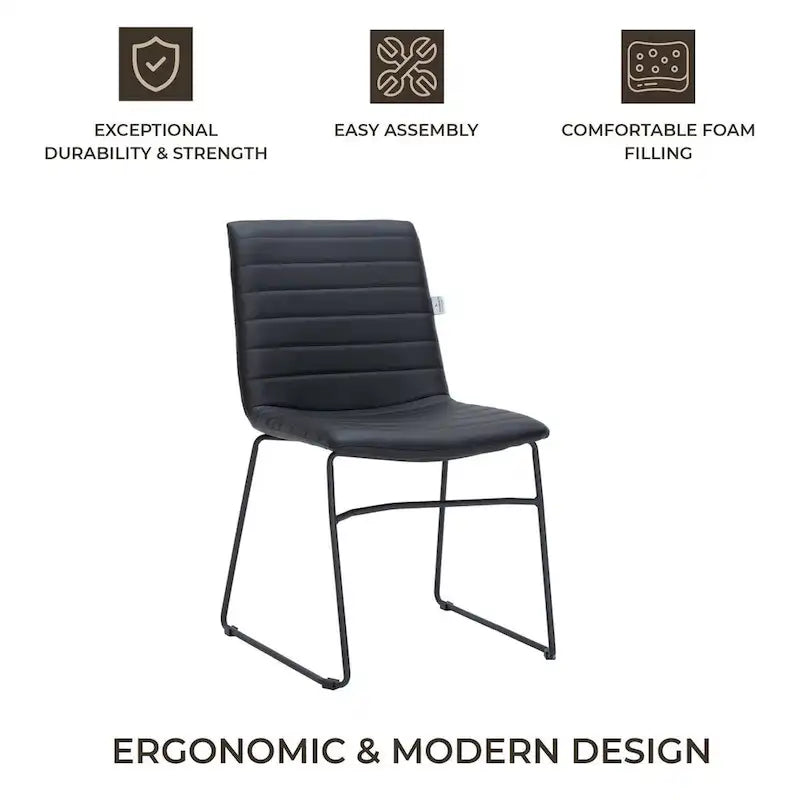 Chaise de bureau en cuir et polyester avec base en acier inoxydable Série