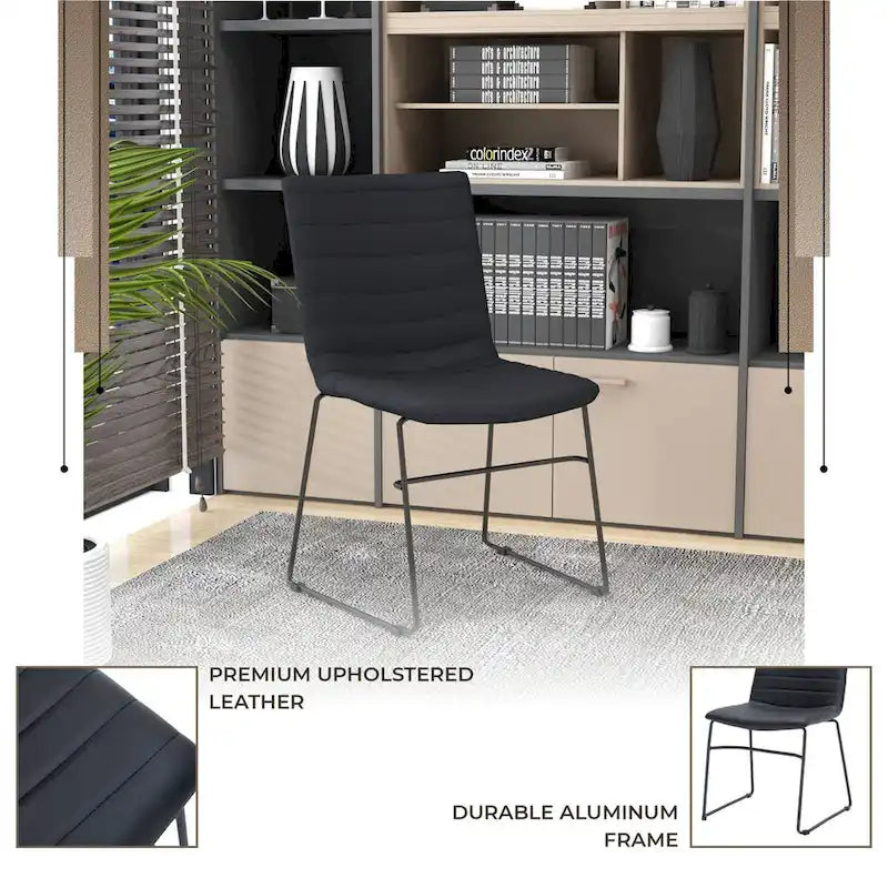 Chaise de bureau en cuir et polyester avec base en acier inoxydable Série