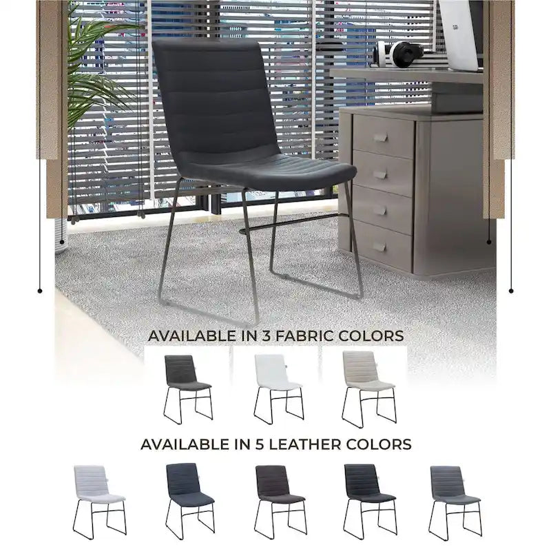 Chaise de bureau en cuir et polyester avec base en acier inoxydable Série