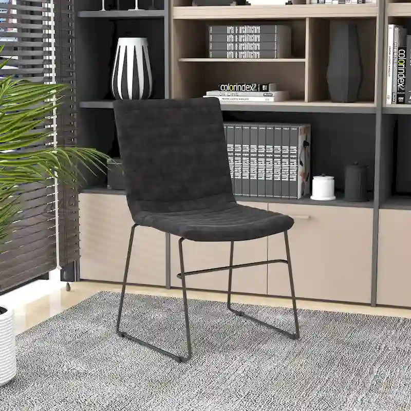 Chaise de bureau en cuir et polyester avec base en acier inoxydable Série