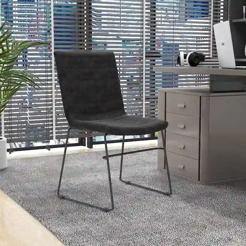 Chaise de bureau en cuir et polyester avec base en acier inoxydable Série