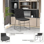 Chaise de bureau en cuir et polyester avec base en acier inoxydable Série