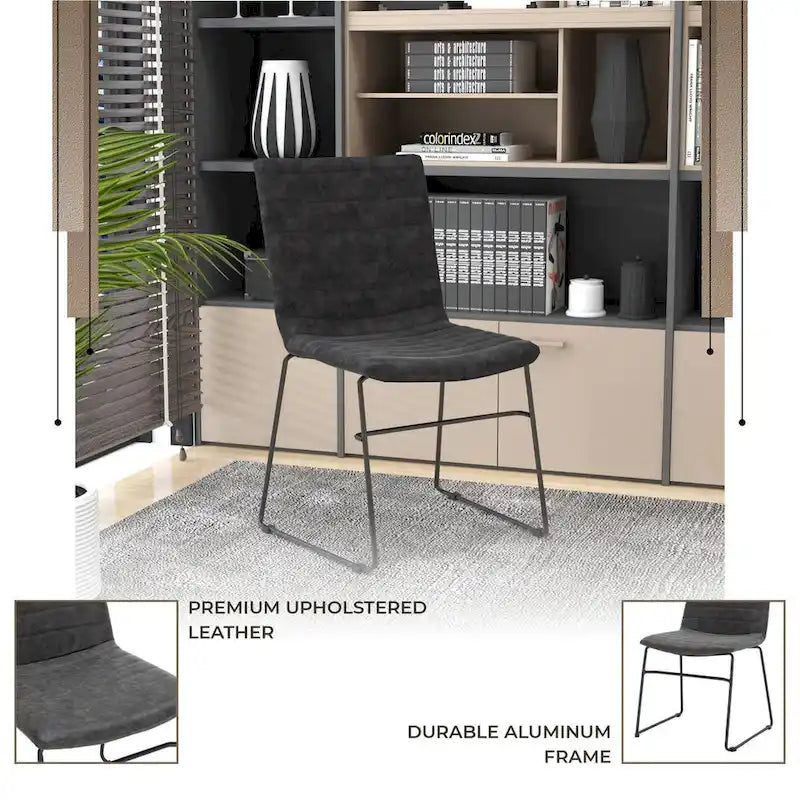 Chaise de bureau en cuir et polyester avec base en acier inoxydable Série