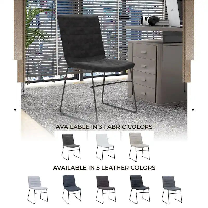 Chaise de bureau en cuir et polyester avec base en acier inoxydable Série