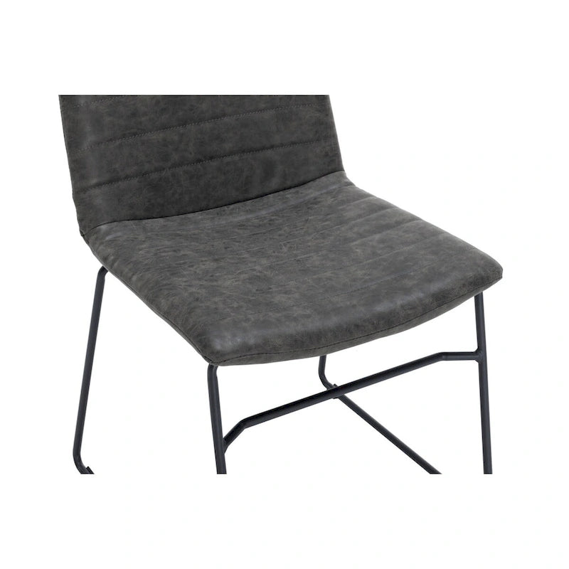 Chaise de bureau en cuir et polyester avec base en acier inoxydable Série